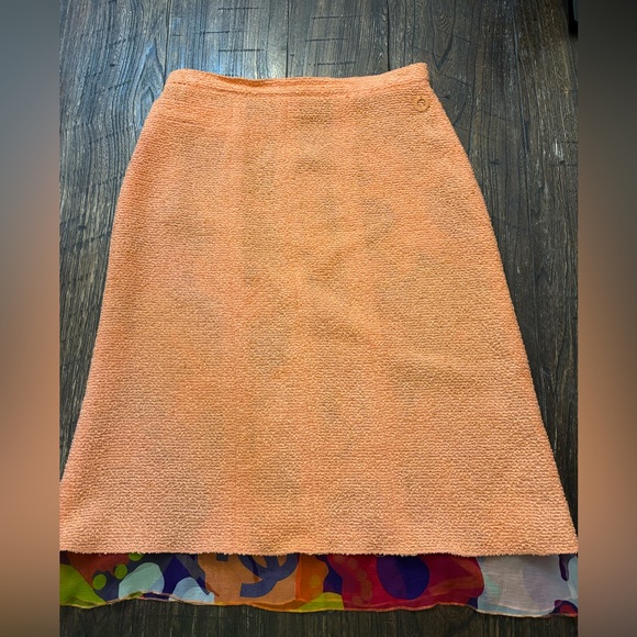 Chanel Spring 2001 Runway Coral Bouclé 3 Piece Set Floral Silk Trim 38/40 US 6 - Picture 13 of 17